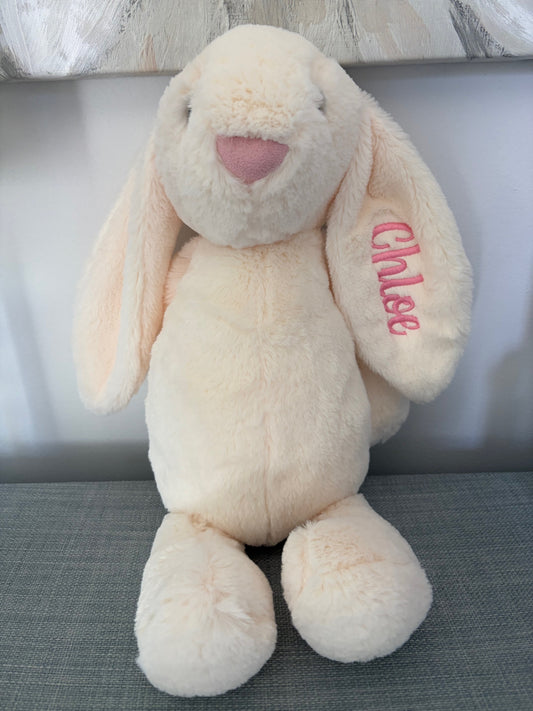SECOND PRE-ORDER - Cream Embroidered Bunny - One Ear