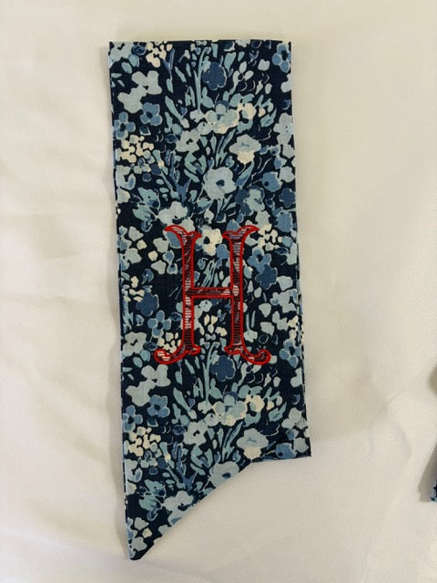 Embroidered Wreath Sash - Dark Blue Floral Wreath Sash with Monogram