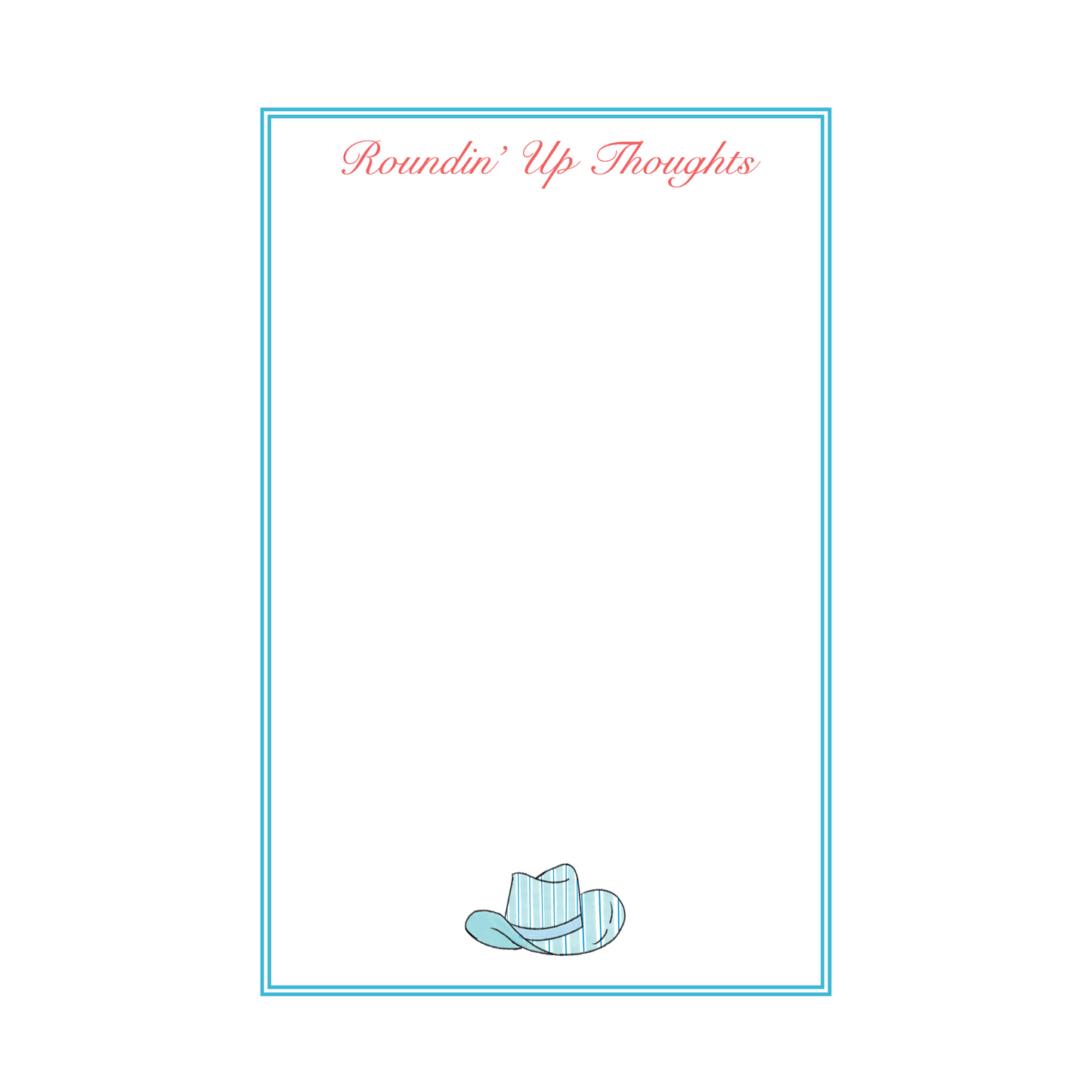 Cowboy Hat Notepad - Blue Striped and Orange